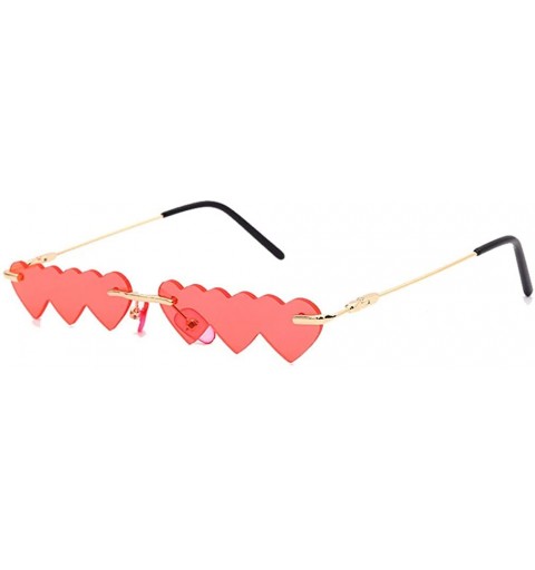 Oversized Vintage Sunglasses Fashion Rimless Rectangle - Red - CM19036GYKE $7.98