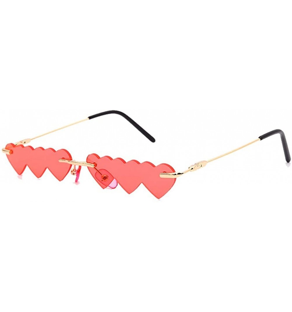 Oversized Vintage Sunglasses Fashion Rimless Rectangle - Red - CM19036GYKE $7.98