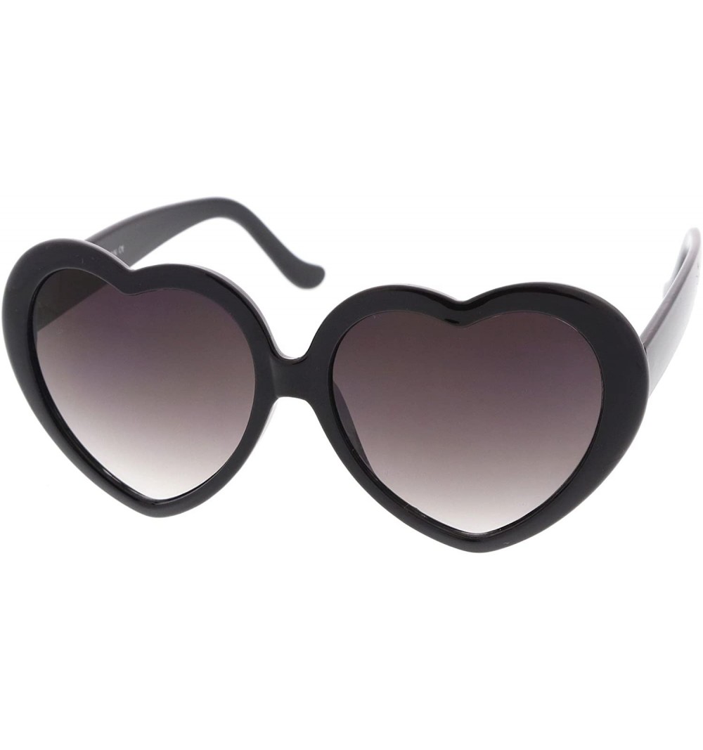 Oversized Women's Oversize Gradient Lens Heart Sunglasses 55mm - Black / Lavender - C112N446FL3 $11.89