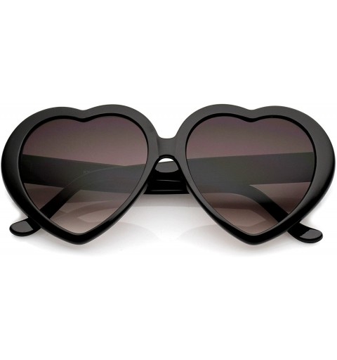 Oversized Women's Oversize Gradient Lens Heart Sunglasses 55mm - Black / Lavender - C112N446FL3 $11.89