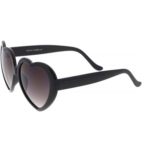 Oversized Women's Oversize Gradient Lens Heart Sunglasses 55mm - Black / Lavender - C112N446FL3 $11.89