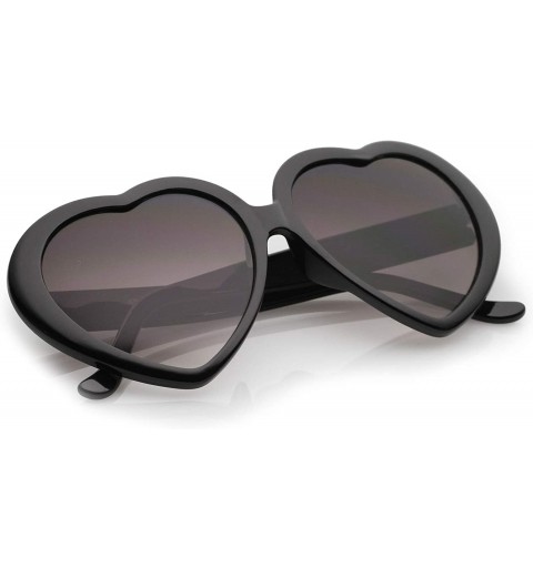 Oversized Women's Oversize Gradient Lens Heart Sunglasses 55mm - Black / Lavender - C112N446FL3 $11.89