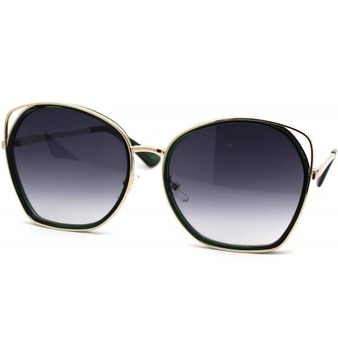 Butterfly Womens Luxury Diva Double Rim Butterfly Designer Sunglasses - Gold Green Smoke - CS18AH9GQNQ $9.10