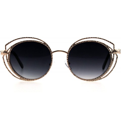 Butterfly Womens Jewel Metal Work Frame 90s Butterfly Designer Sunglasses - Gold Smoke - CF18GQ48R0E $14.67