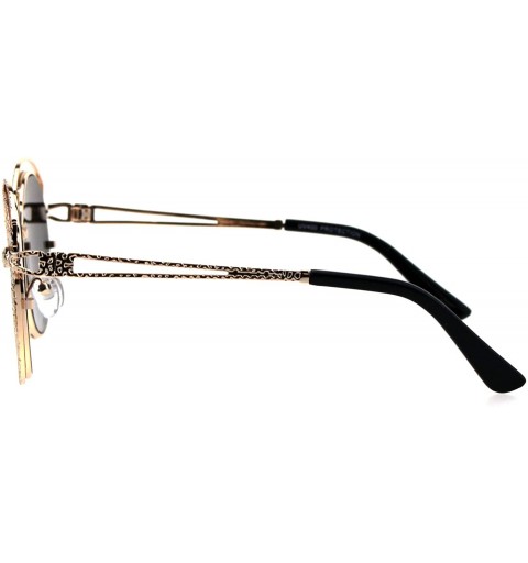 Butterfly Womens Jewel Metal Work Frame 90s Butterfly Designer Sunglasses - Gold Smoke - CF18GQ48R0E $14.67