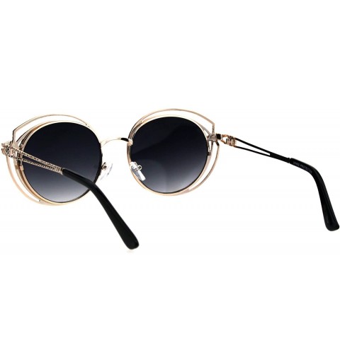 Butterfly Womens Jewel Metal Work Frame 90s Butterfly Designer Sunglasses - Gold Smoke - CF18GQ48R0E $14.67