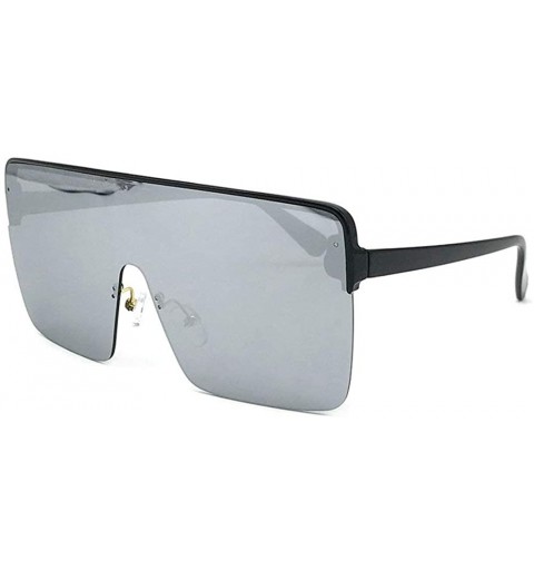 Square New Oversized Top Mono Lens Shield Protect Blowing Sand Sunglasses Unisex Retro Square Rimless Glasses - C318LIT8NUI $...