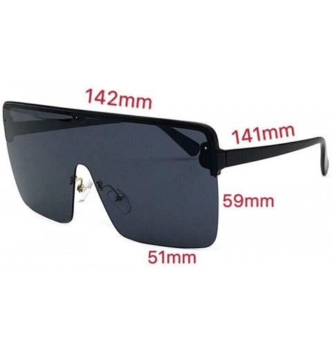 Square New Oversized Top Mono Lens Shield Protect Blowing Sand Sunglasses Unisex Retro Square Rimless Glasses - C318LIT8NUI $...
