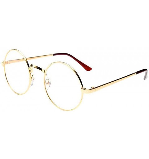 Aviator Fashion Unisex Classic Round Clear Metal Frame Glasses Unisex Circle Eyeglasses - Gold - CO193XG68ZD $9.79