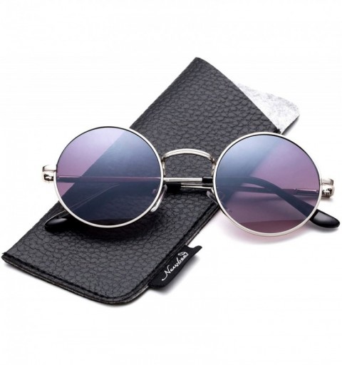 Round John Lennon Glasses Hippy 60's Vintage Retro Round Sunglasses & Clear Lens - Sunglasses - Silver/Purple - CO11KW0OGAJ $...