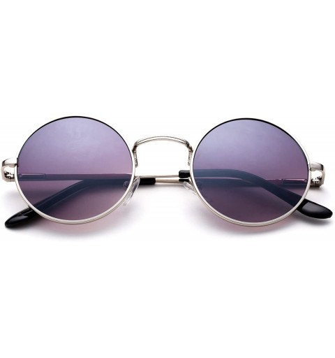 Round John Lennon Glasses Hippy 60's Vintage Retro Round Sunglasses & Clear Lens - Sunglasses - Silver/Purple - CO11KW0OGAJ $...