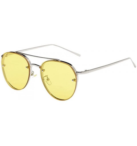 Square Women Fashion Circular Sunglasses Metal Frame Sunglasses Brand Classic Tone Mirr - CC18O3MU0H8 $19.27