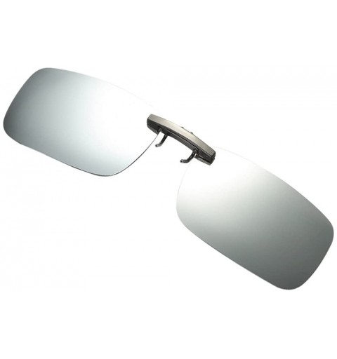 Rectangular Detachable Lens Driving Metal Polarized Clip On Glasses Sunglasses - Silver - C4196X6TNET $9.72