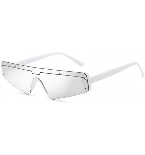 Oversized Unisex Square Small Frame Sunglasses Retro Eyewear Fashion Eyeglass Beach Play Travel Glasses - Silver - C718SU6ZZW...