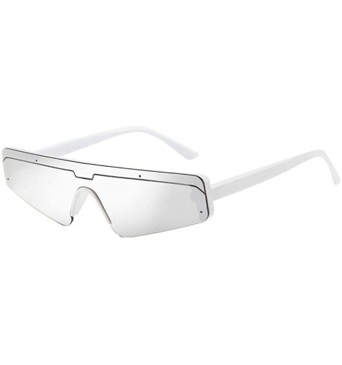 Oversized Unisex Square Small Frame Sunglasses Retro Eyewear Fashion Eyeglass Beach Play Travel Glasses - Silver - C718SU6ZZW...