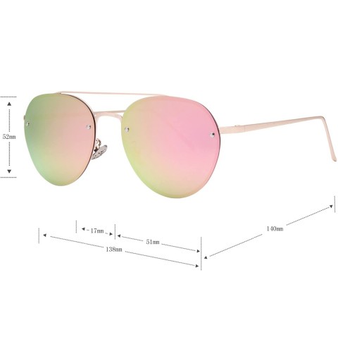 Aviator Classic Full Mirror Lens Metal Frame Aviator uv protection Sunglasses LS8087 - Pink - CA17AAI7ID8 $13.55