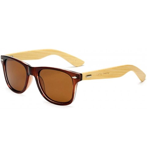 Wayfarer Polarized Bamboo Wood Arms Sunglasses Classic Women Men Driving Glasses - Brown Brown - C518QUYYMKI $14.97