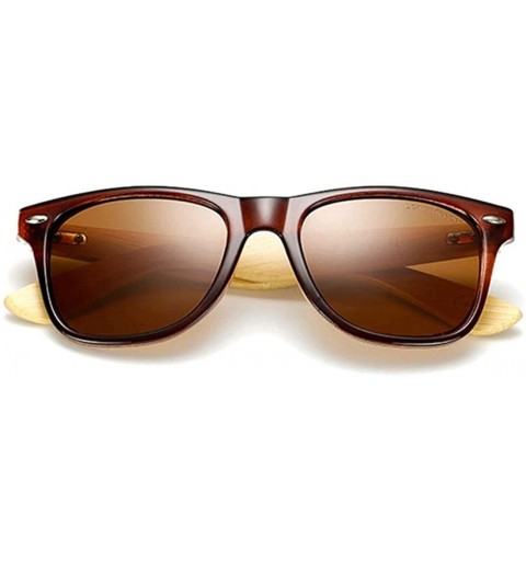 Wayfarer Polarized Bamboo Wood Arms Sunglasses Classic Women Men Driving Glasses - Brown Brown - C518QUYYMKI $14.97