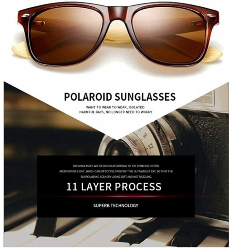 Wayfarer Polarized Bamboo Wood Arms Sunglasses Classic Women Men Driving Glasses - Brown Brown - C518QUYYMKI $14.97