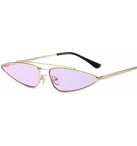 Goggle Small Triangle Metal Frame Sunglasses Women Men Brand Designer Cool Cat Glasses - Gold Purple - C1189YZN3W8 $11.41