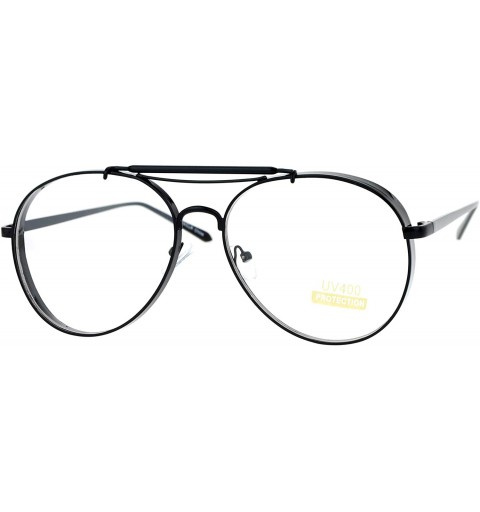 Aviator Clear Lens Aviator Glasses Thick Metal Round Aviators Eyeglasses UV 400 - Black - CN186KTDI6G $9.89