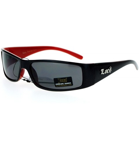 Rectangular Cholo Gangster Narrow Rectangular Terminator Style Sunglasses - Black Red - C312CP943SF $8.39