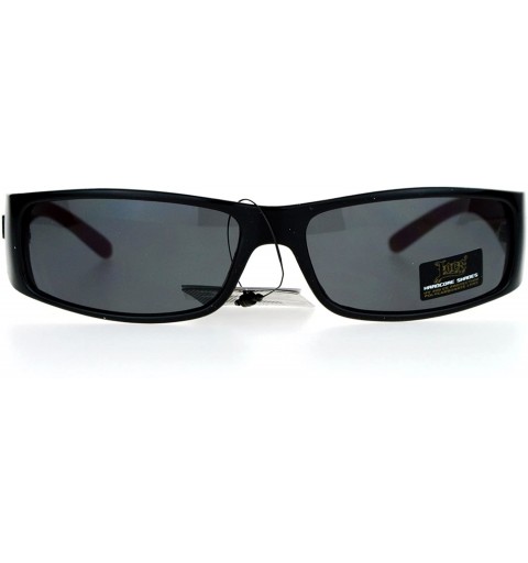 Rectangular Cholo Gangster Narrow Rectangular Terminator Style Sunglasses - Black Red - C312CP943SF $8.39