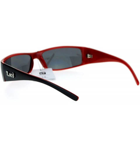 Rectangular Cholo Gangster Narrow Rectangular Terminator Style Sunglasses - Black Red - C312CP943SF $8.39