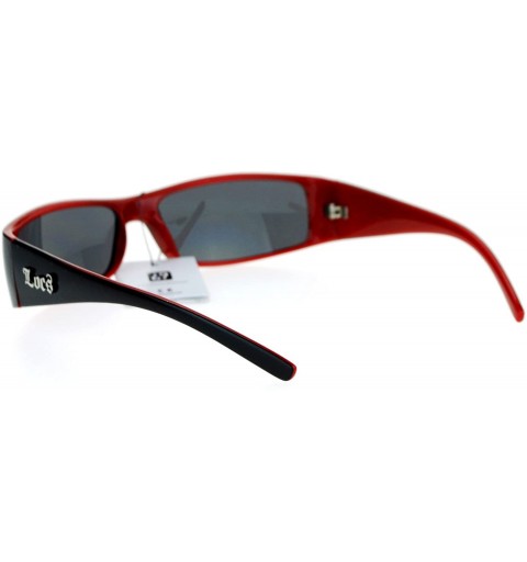 Rectangular Cholo Gangster Narrow Rectangular Terminator Style Sunglasses - Black Red - C312CP943SF $8.39