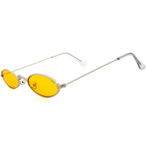 Oversized Fashion Trend Metal Frame Oval Personality Sunglasses for Men and Women - Silver Frame Yellow Lens - CU18QZZZIU7 $1...