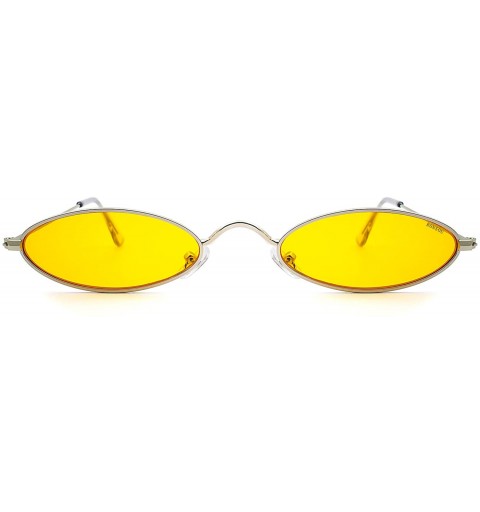 Oversized Fashion Trend Metal Frame Oval Personality Sunglasses for Men and Women - Silver Frame Yellow Lens - CU18QZZZIU7 $1...