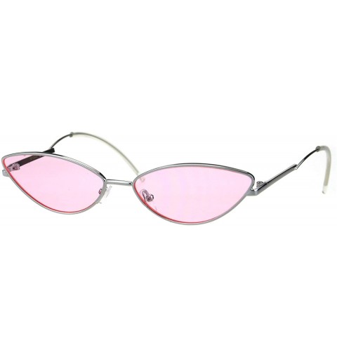 Oval Oval Cateye Skinny Sunglasses Womens Trending Fashion Shades UV 400 - Silver (Pink) - CU18HZ3Q0LY $20.79