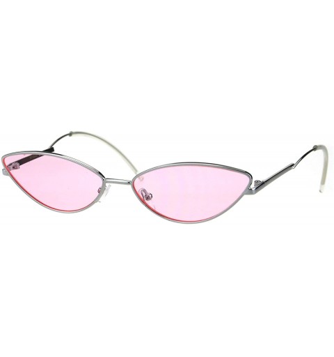 Oval Oval Cateye Skinny Sunglasses Womens Trending Fashion Shades UV 400 - Silver (Pink) - CU18HZ3Q0LY $8.64