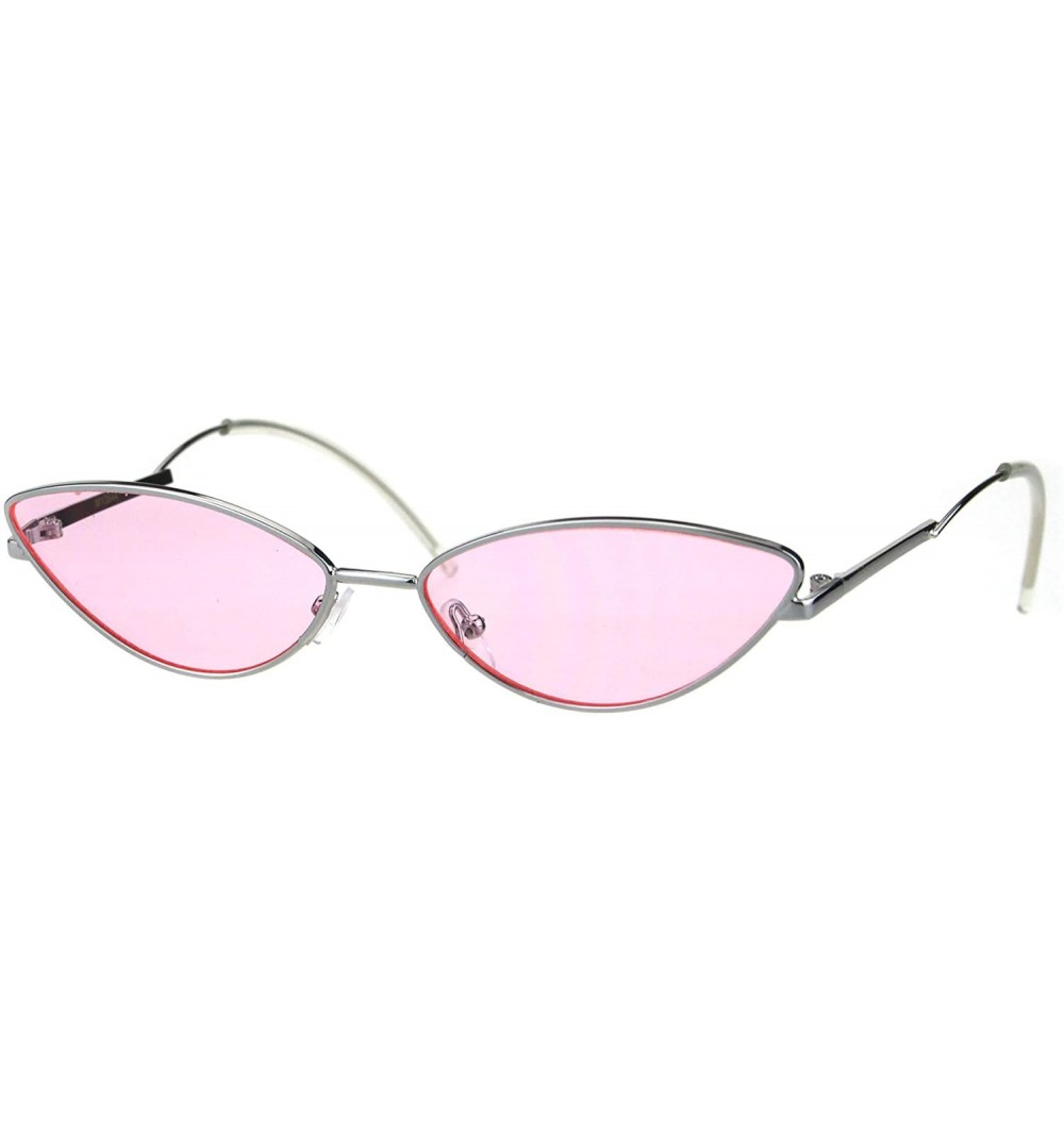 Oval Oval Cateye Skinny Sunglasses Womens Trending Fashion Shades UV 400 - Silver (Pink) - CU18HZ3Q0LY $8.64