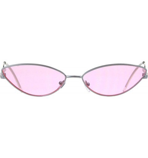 Oval Oval Cateye Skinny Sunglasses Womens Trending Fashion Shades UV 400 - Silver (Pink) - CU18HZ3Q0LY $8.64