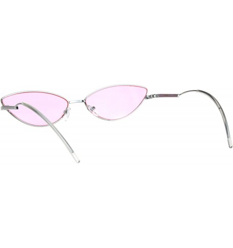 Oval Oval Cateye Skinny Sunglasses Womens Trending Fashion Shades UV 400 - Silver (Pink) - CU18HZ3Q0LY $8.64