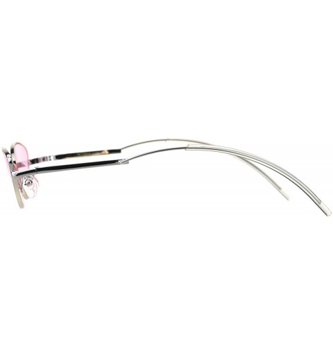 Oval Oval Cateye Skinny Sunglasses Womens Trending Fashion Shades UV 400 - Silver (Pink) - CU18HZ3Q0LY $20.52