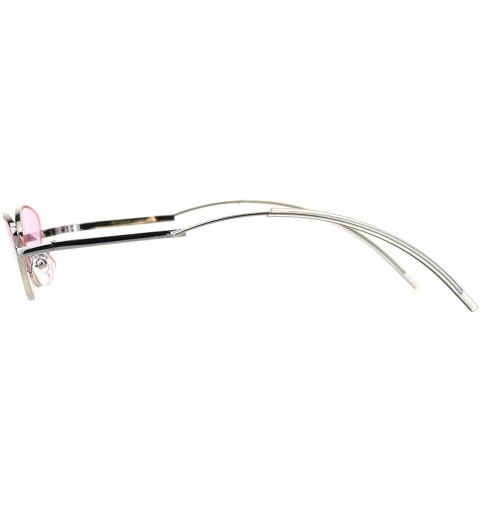 Oval Oval Cateye Skinny Sunglasses Womens Trending Fashion Shades UV 400 - Silver (Pink) - CU18HZ3Q0LY $8.64