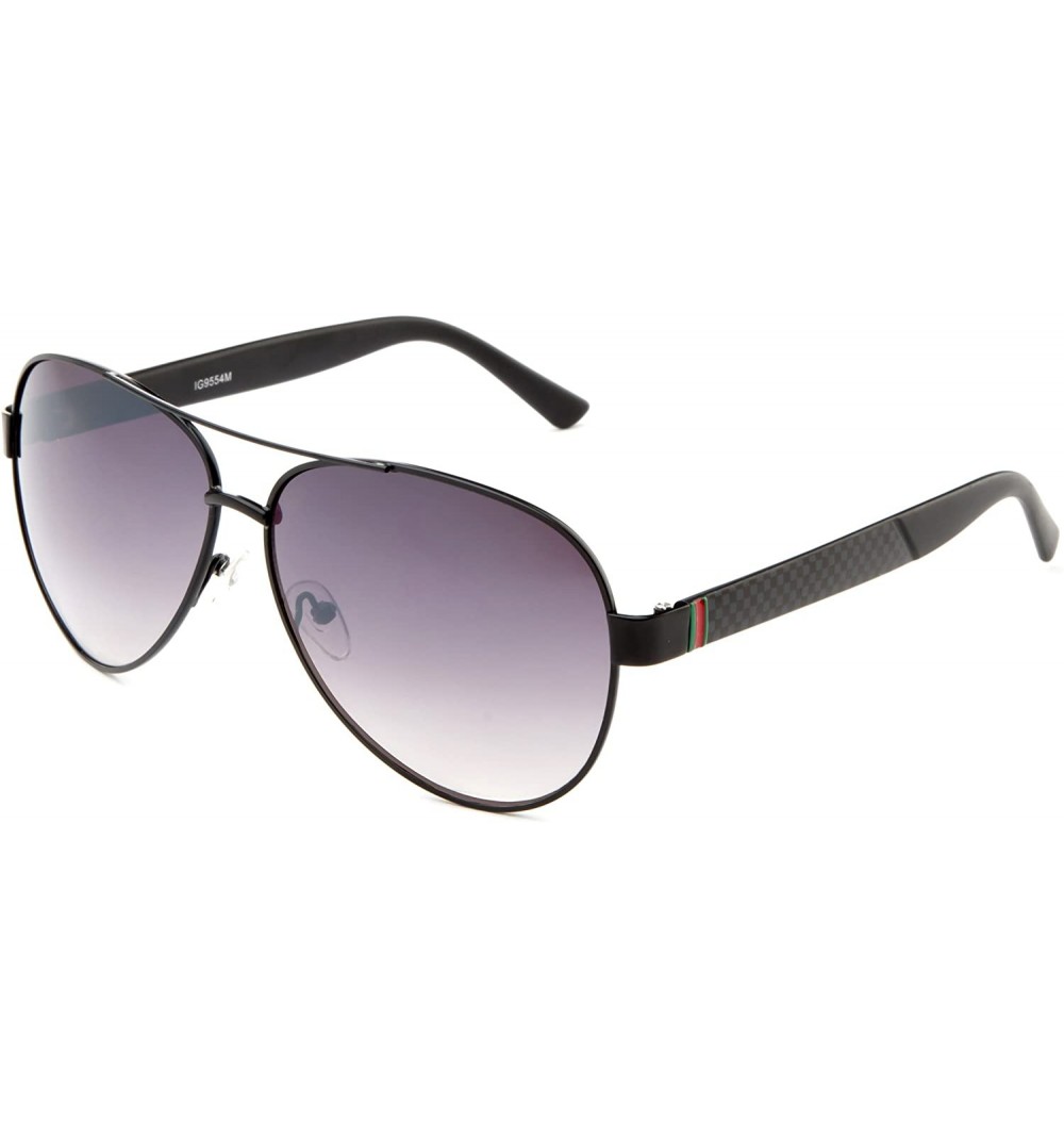 Aviator Newbee Fashion Modern Designer Inspired Aviator Fashion Sunglasses w/Red Green Stripes - Black - C412N5JGKIF $12.14