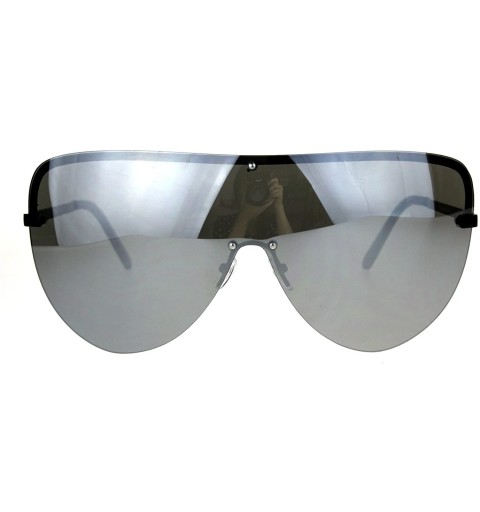 Oversized Oversize Shield Robotic Mens Color Mirror Lens Metal Sunglasses - Silver - CW186H50ZHL $13.68