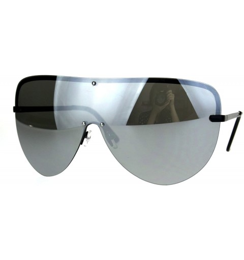 Oversized Oversize Shield Robotic Mens Color Mirror Lens Metal Sunglasses - Silver - CW186H50ZHL $13.68