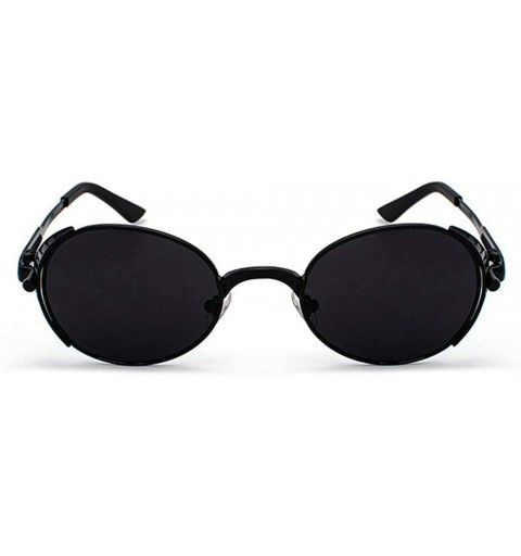 Oval Vintage Oval Sunglasses Men Women Fashion Metal Frame Punk Style Glasses UV protection - Black - C41925K9CDK $13.55