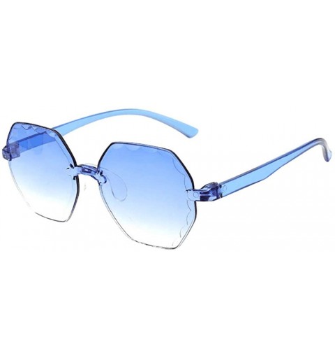 Rectangular Frameless Multilateral Shaped Sunglasses One Piece Jelly Candy Colorful Unisex - Sky Blue - CK190G7WLSR $11.09