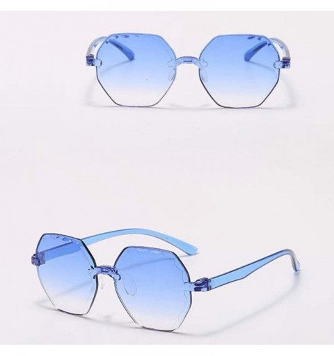 Rectangular Frameless Multilateral Shaped Sunglasses One Piece Jelly Candy Colorful Unisex - Sky Blue - CK190G7WLSR $11.09