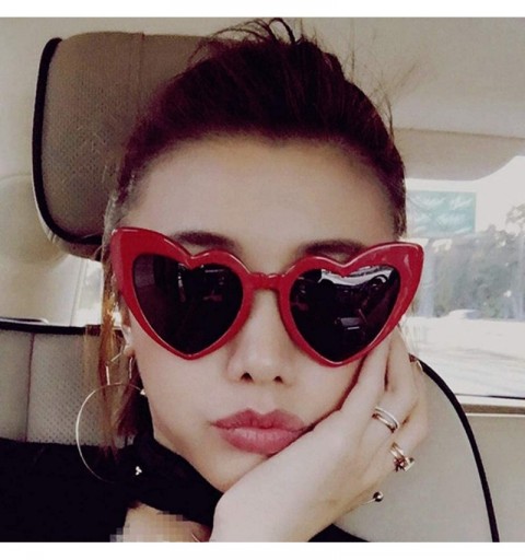 Aviator New Women Retro Beach Sunglasses Fashion Heart-shaped Shades Sunglasses Integrated UV Glasses - D - CM18STWGOTI $9.39