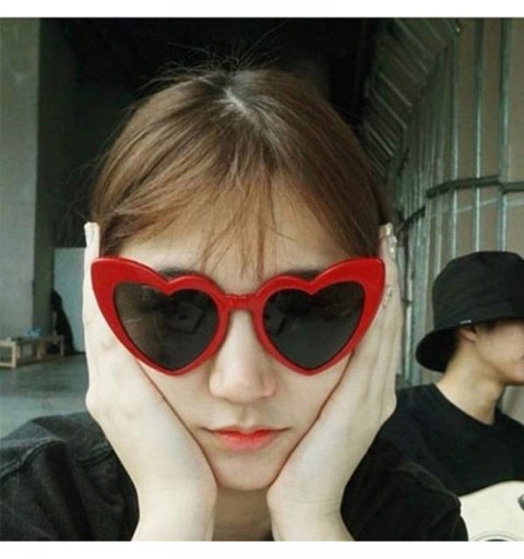 Aviator New Women Retro Beach Sunglasses Fashion Heart-shaped Shades Sunglasses Integrated UV Glasses - D - CM18STWGOTI $9.39