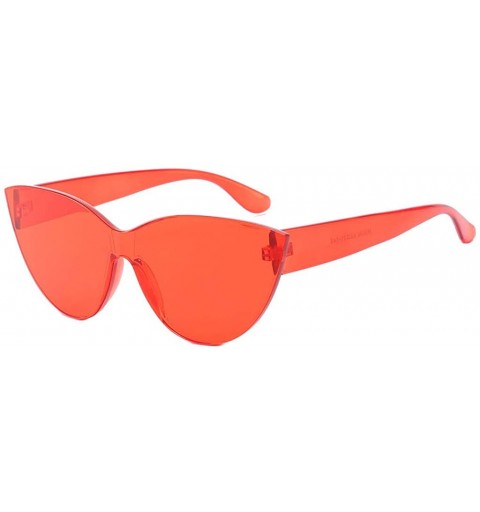 Goggle Ladies Vintage Cat Eye Shade Sun Spectacles Integrated Stripe Fashion Sunglasses - Red - CJ18UL83RCL $10.39