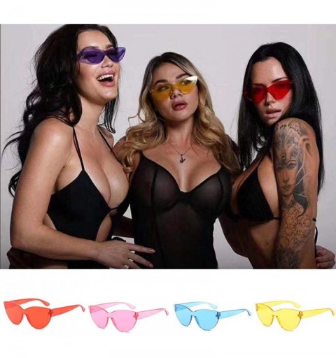 Goggle Ladies Vintage Cat Eye Shade Sun Spectacles Integrated Stripe Fashion Sunglasses - Red - CJ18UL83RCL $10.39