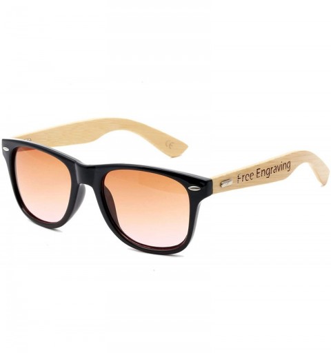 Wayfarer Personalized Wooden 2 Tone Lens Sunglasses Unisex Custom Wood Groomsman Gift - Red Without Box - C5185X45CMY $9.84