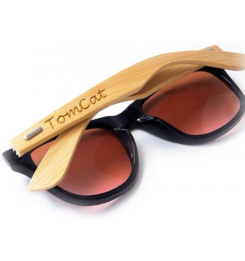 Wayfarer Personalized Wooden 2 Tone Lens Sunglasses Unisex Custom Wood Groomsman Gift - Red Without Box - C5185X45CMY $9.84